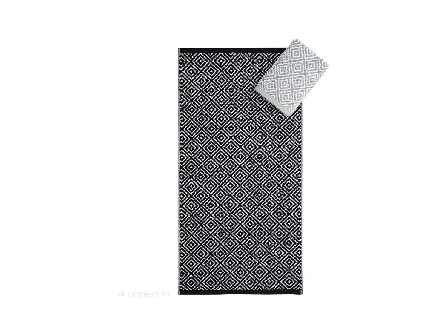 Drap de bain 100x150 cm SYMETRIE coton Noir Losanges