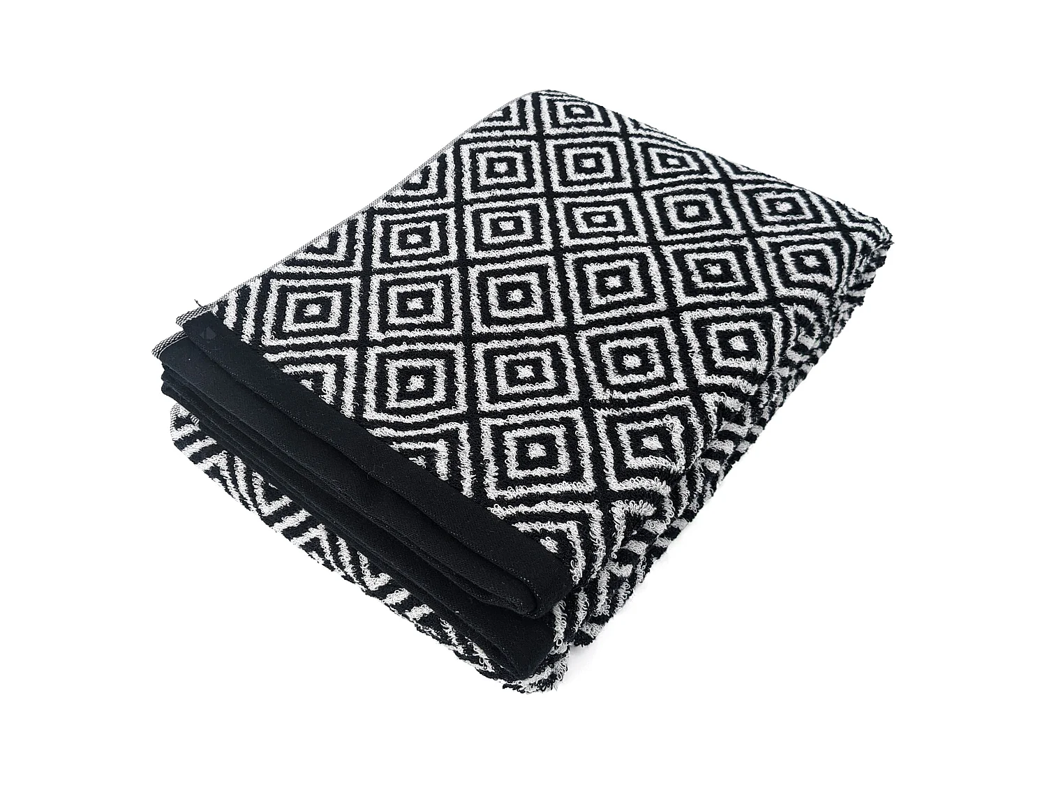 Drap de bain 100x150 cm SYMETRIE coton Noir Losanges