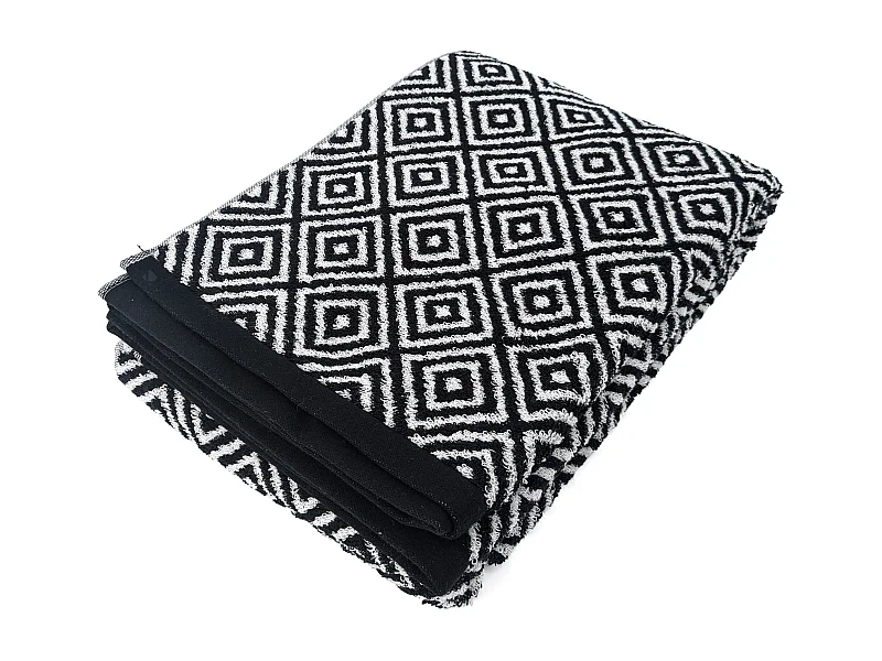 Drap de bain 100x150 cm SYMETRIE coton Noir Losanges