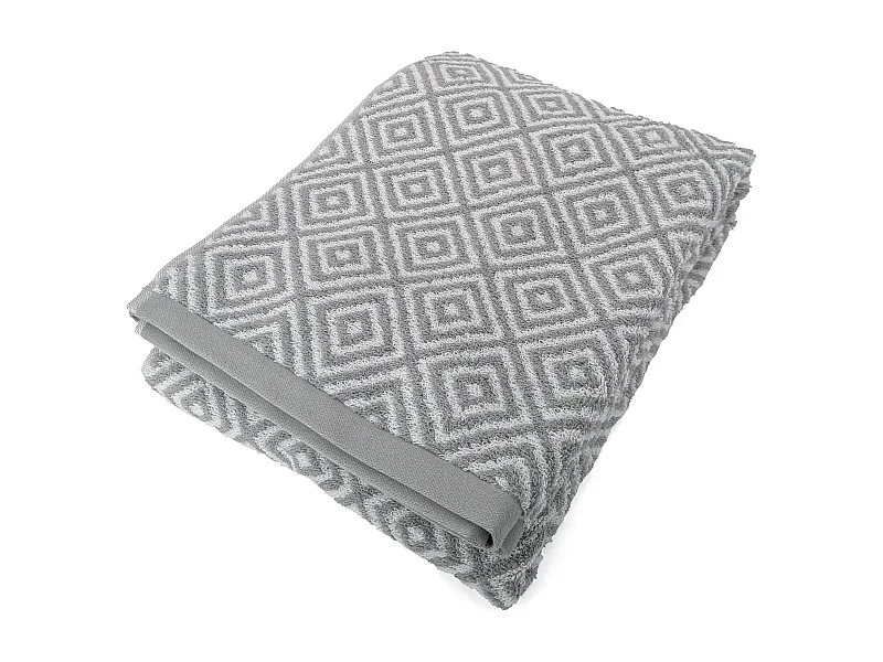 Drap de bain 100x150 cm SYMETRIE coton Gris Losanges