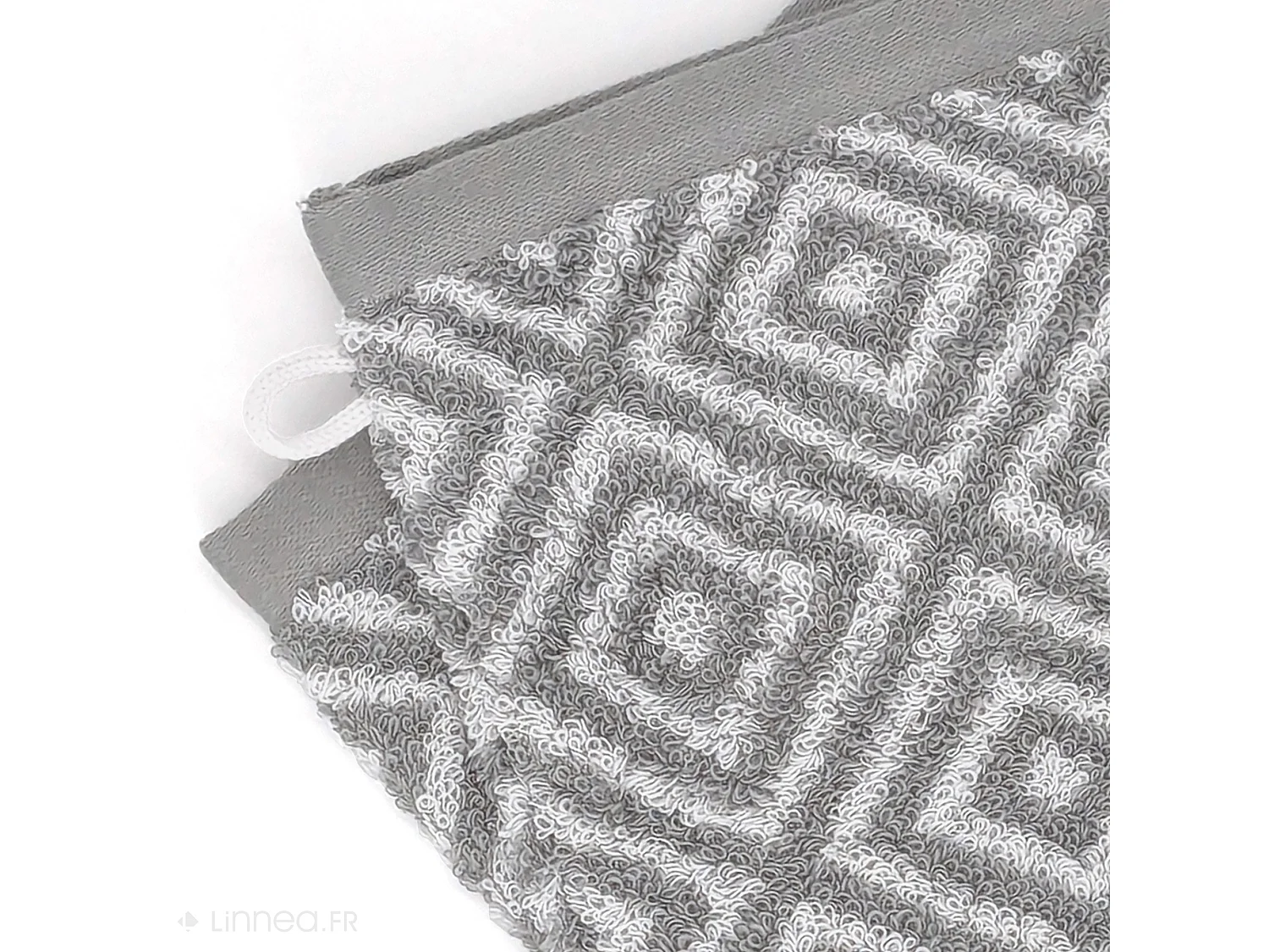 Lot de 2 gants de toilette 16x21 cm SYMETRIE coton Gris Losanges