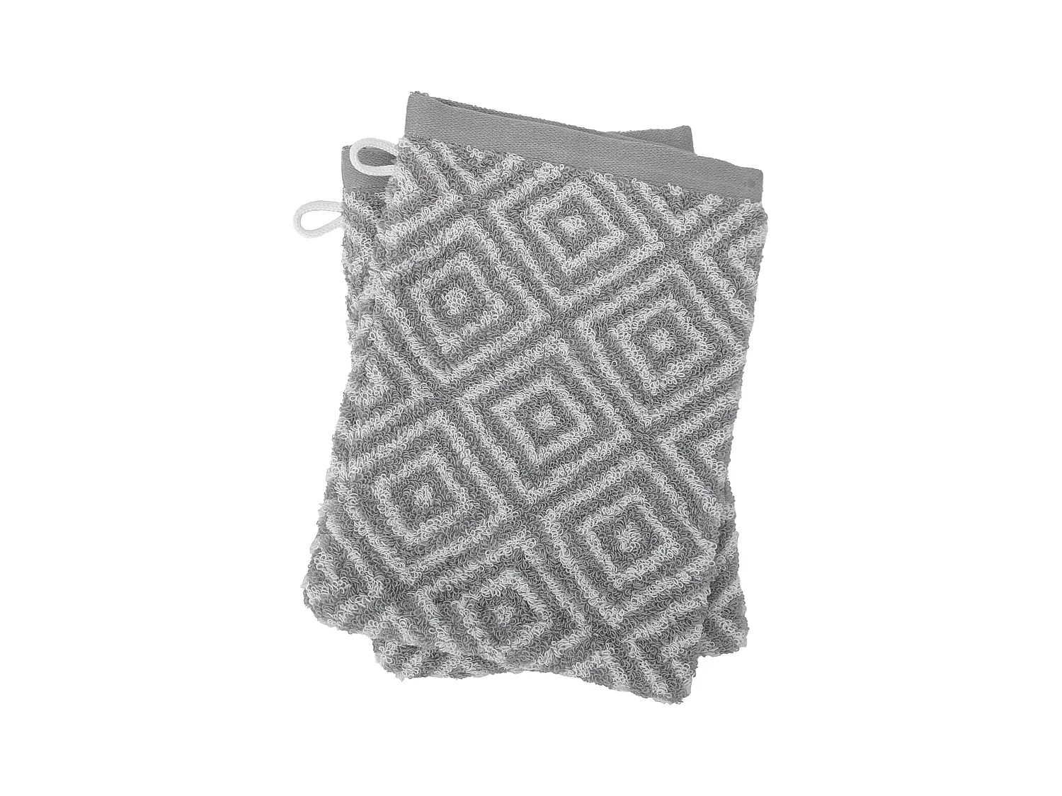 Lot de 2 gants de toilette 16x21 cm SYMETRIE coton Gris Losanges