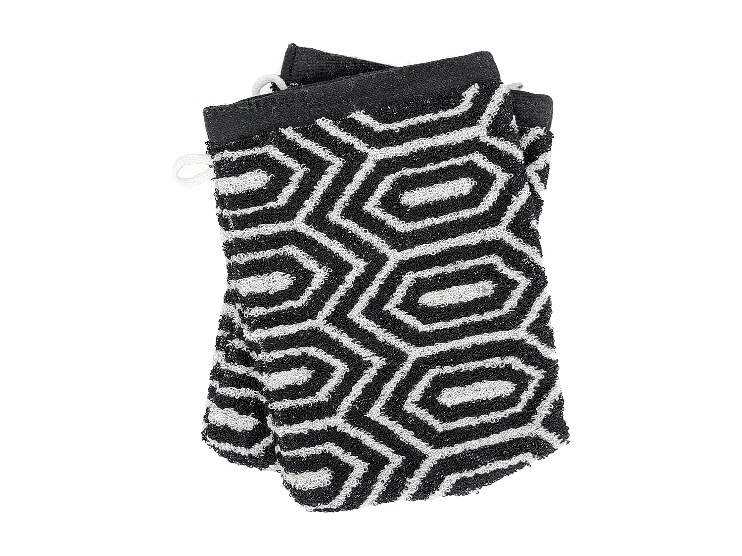 Lot de 2 gants de toilette 16x21 cm SYMETRIE coton Noir Alvéoles