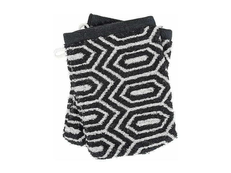 Lot de 2 gants de toilette 16x21 cm SYMETRIE coton Noir Alvéoles