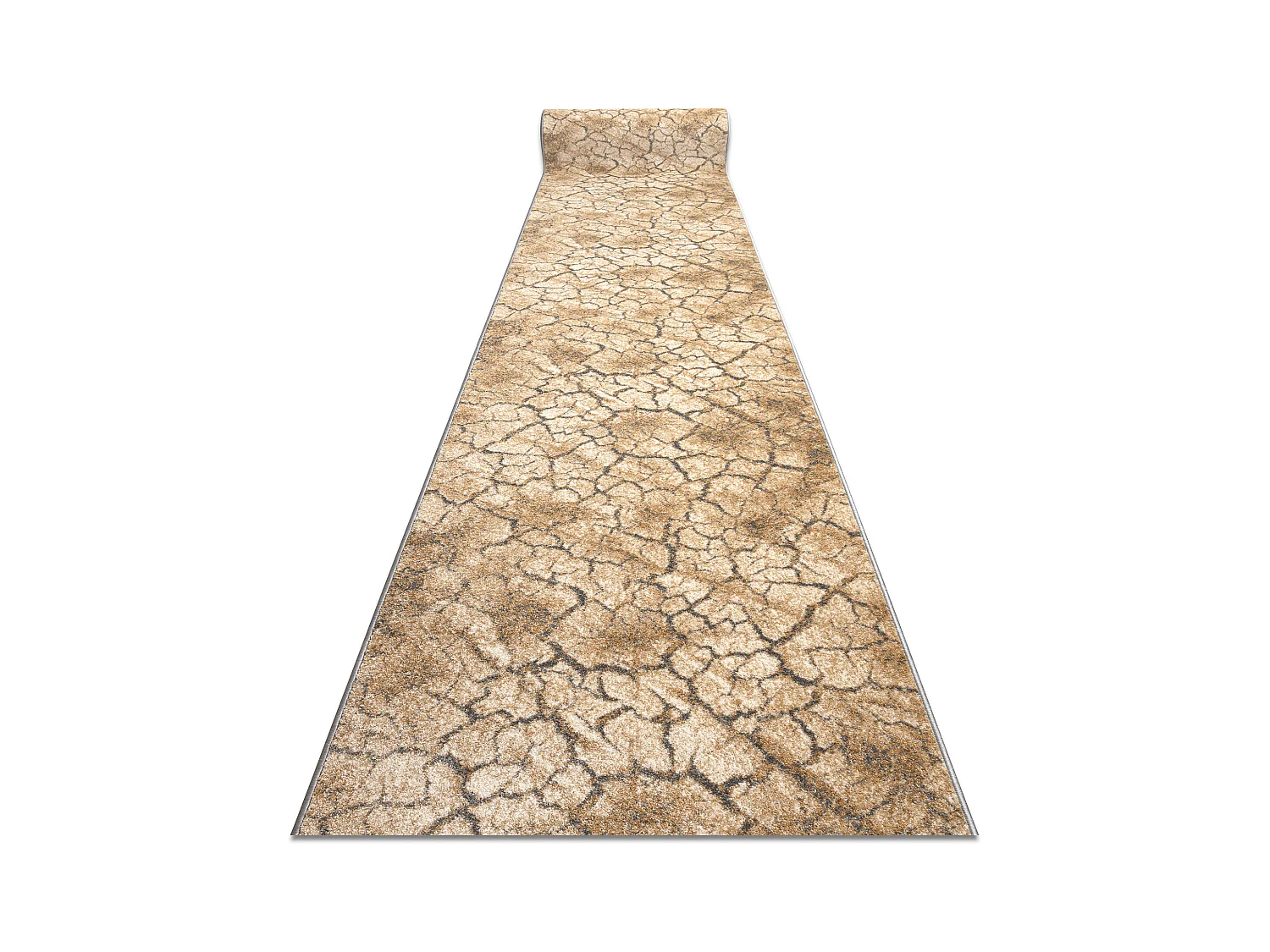 Tapis de couloir KARMEL Terra sol fissuré caramel gris 70x140 cm