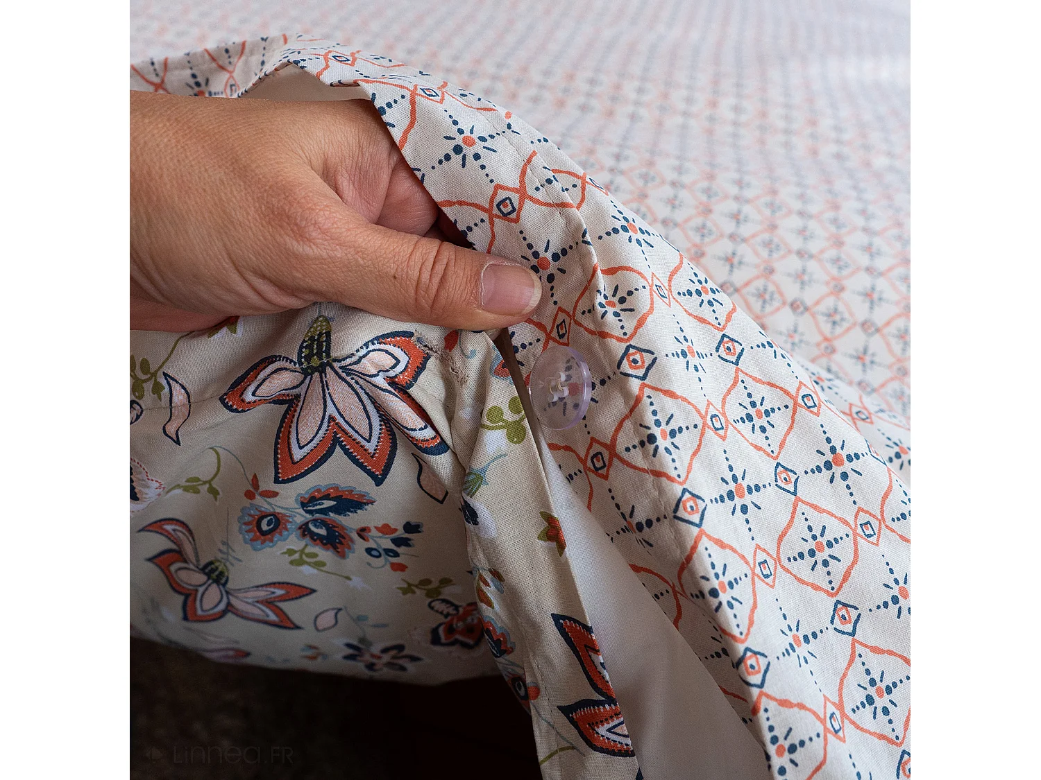 Parure de lit 260x240 cm set 63x63 cm DENIA coton