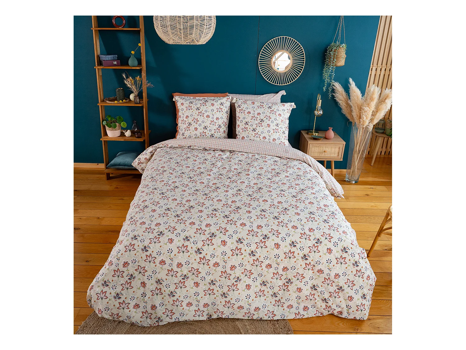 Parure de lit 260x240 cm set 63x63 cm DENIA coton