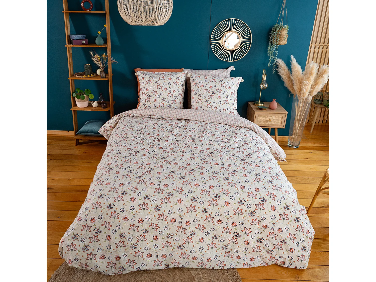 Parure de lit 260x240 cm set 63x63 cm DENIA coton