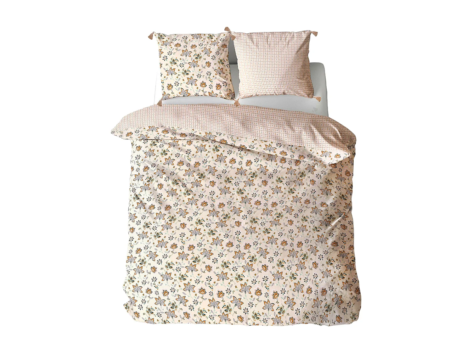 Parure de lit 260x240 cm set 63x63 cm DENIA coton