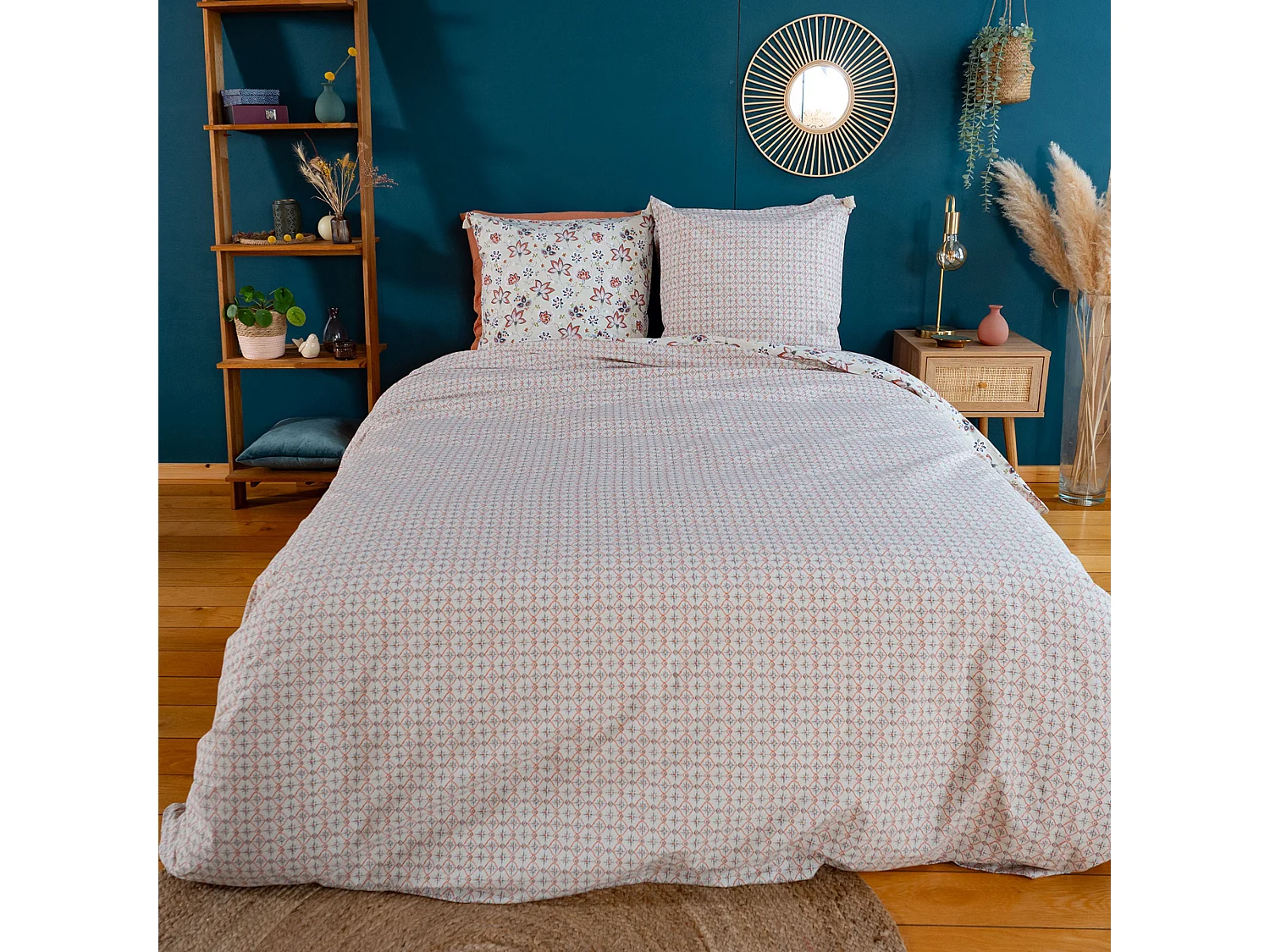 Parure de lit 260x240 cm set 63x63 cm DENIA coton