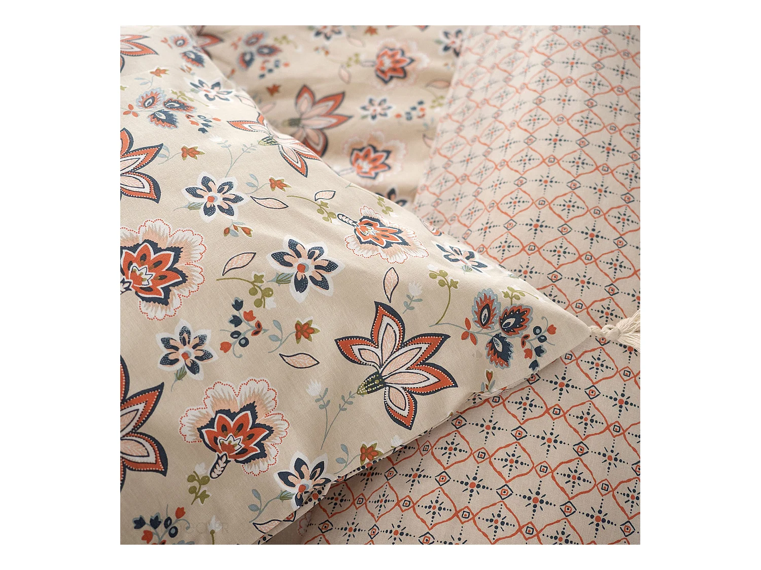 Parure de lit 240x220 cm set 63x63 cm DENIA coton