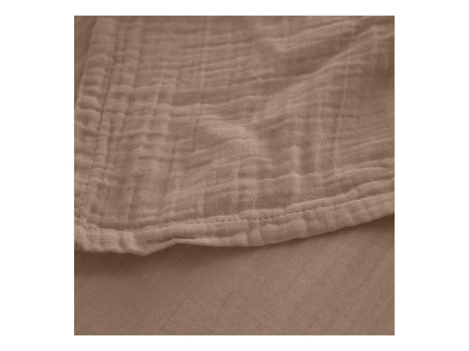 Drap housse 180x200x30 cm mousseline de coton MILOS marron camel