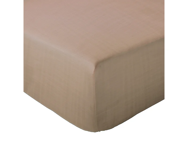 Drap housse MILOS mousseline de coton 180x200 cm bonnet 30 cm uni marron camel