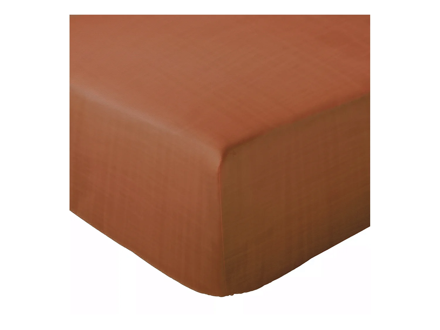 Drap housse 180x200x30 cm mousseline de coton MILOS marron terre cuite