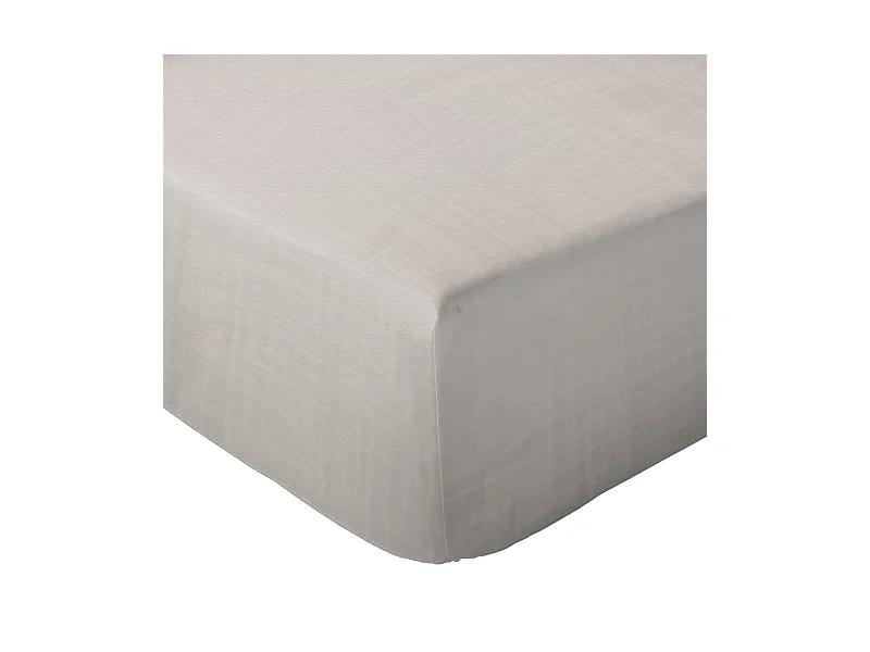 Drap housse 180x200x30 cm mousseline de coton MILOS beige ficelle