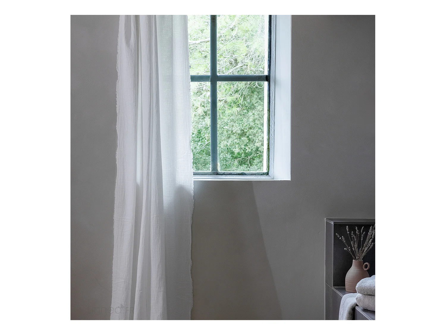 Drap housse 160x200x30 cm mousseline de coton MILOS bleu indigo