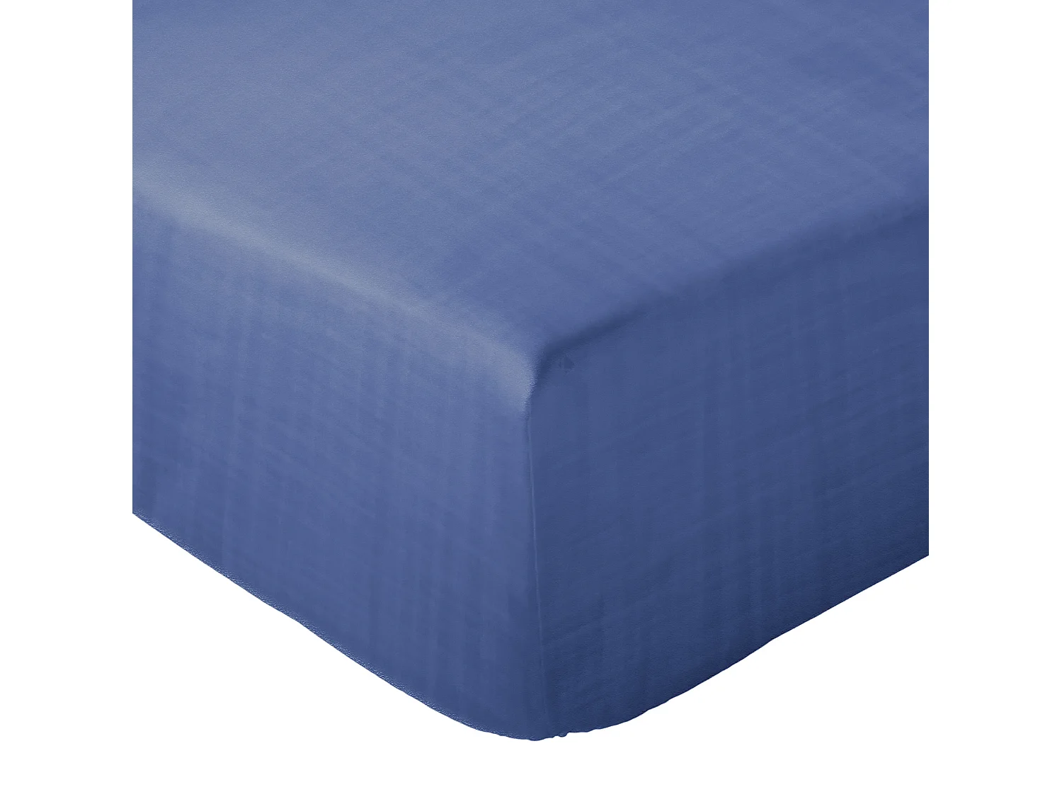 Drap housse MILOS mousseline de coton 160x200 cm bonnet 30 cm uni bleu indigo