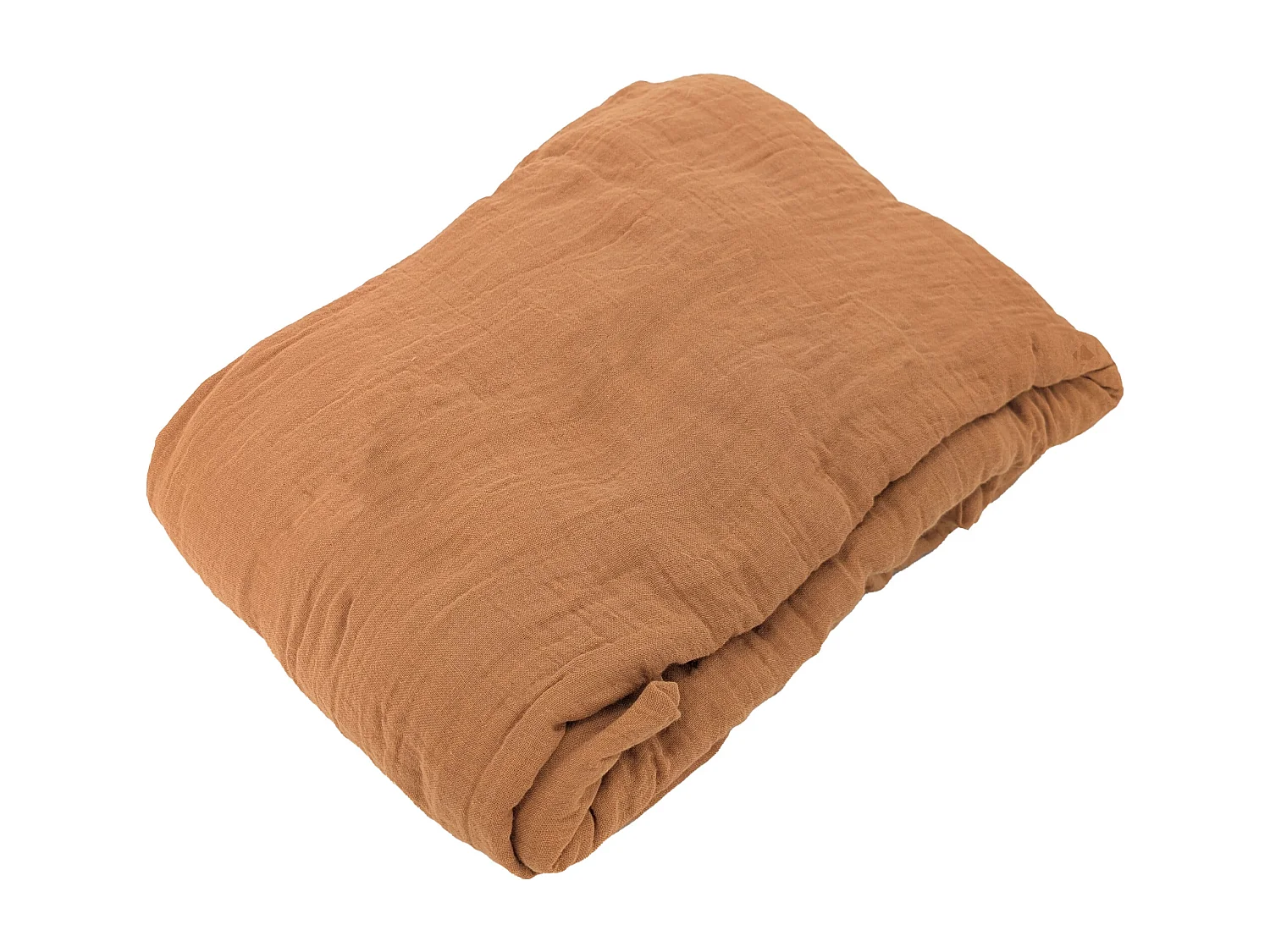 Drap housse MILOS mousseline de coton 140x200 cm bonnet 30 cm uni marron terre cuite