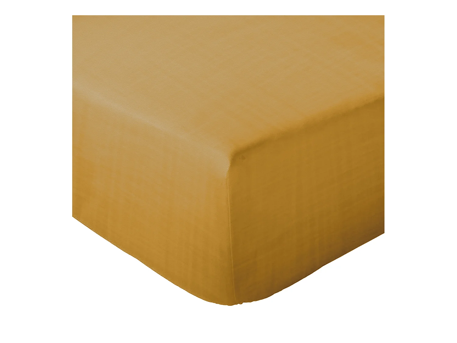 Drap housse 160x200x30 cm mousseline de coton MILOS jaune curry