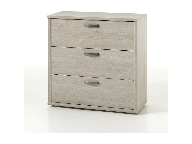 Commode DANY – 3 tiroirs coloris chêne clair robuste