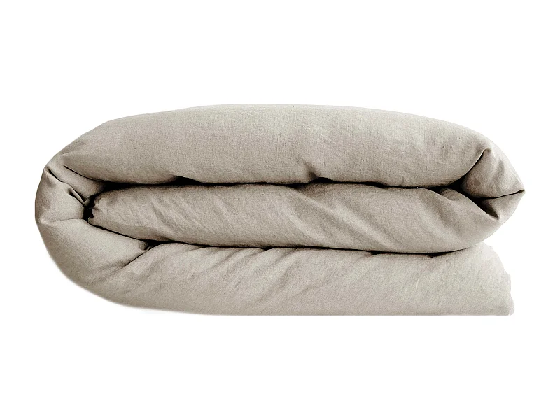 Housse de couette PALACE pur coton lavé 280x240 cm uni beige lin