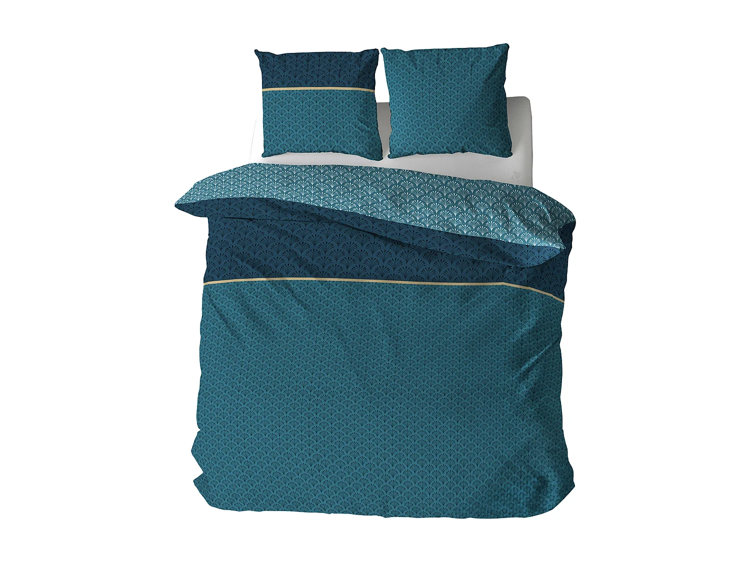 Parure de lit 240x220 cm collection JADE pur coton bleu 3 pièces