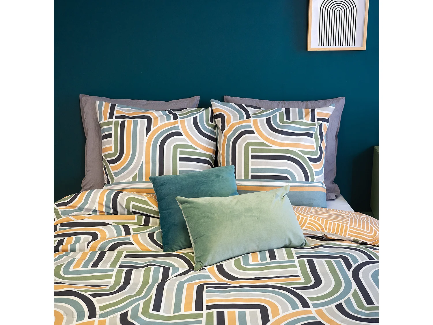 Parure de lit 240x220 cm set 63x63 cm LOUTE coton