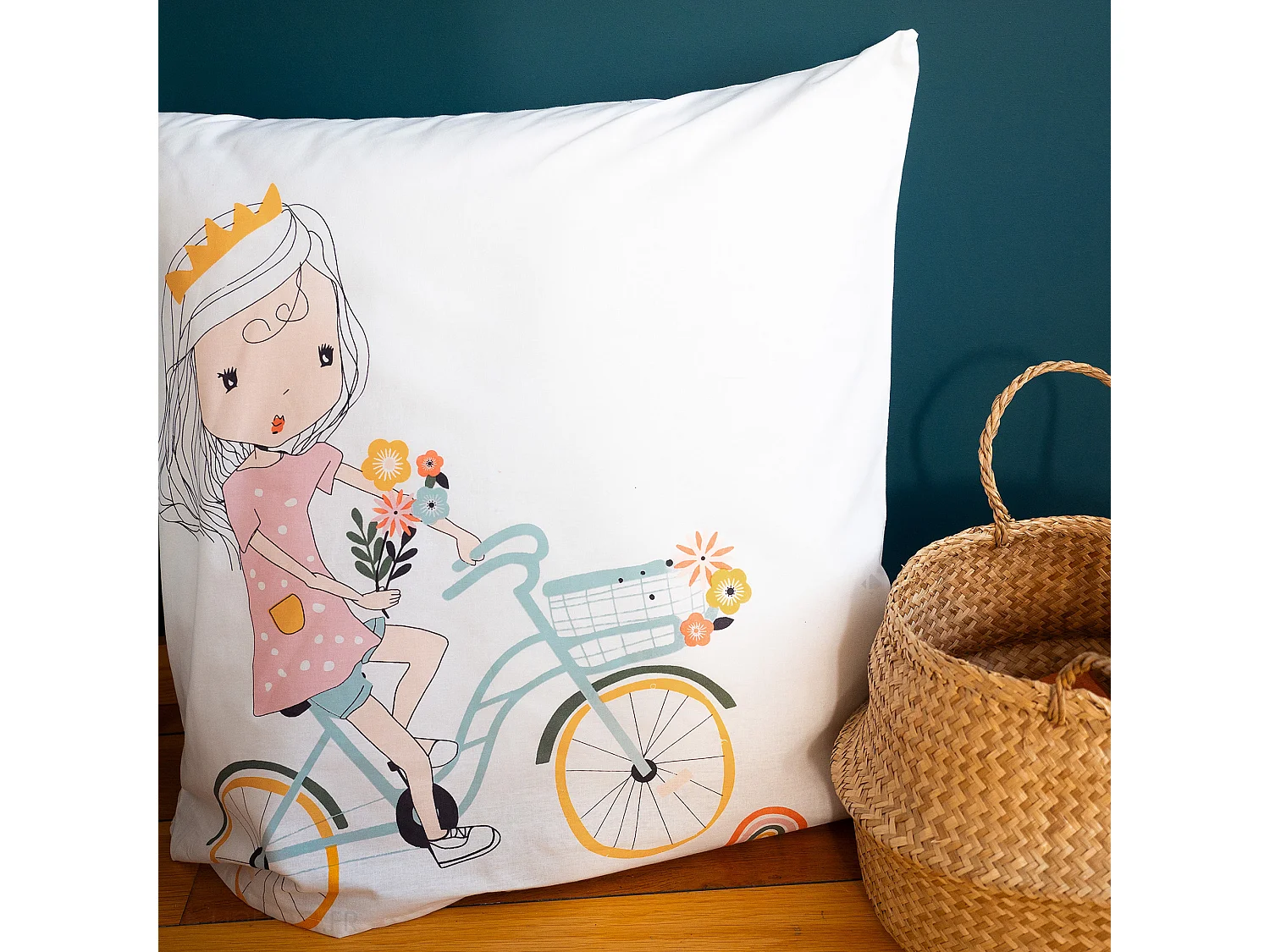 Parure de lit enfant 140x200 cm TESS RANDO coton vert 2 pièces