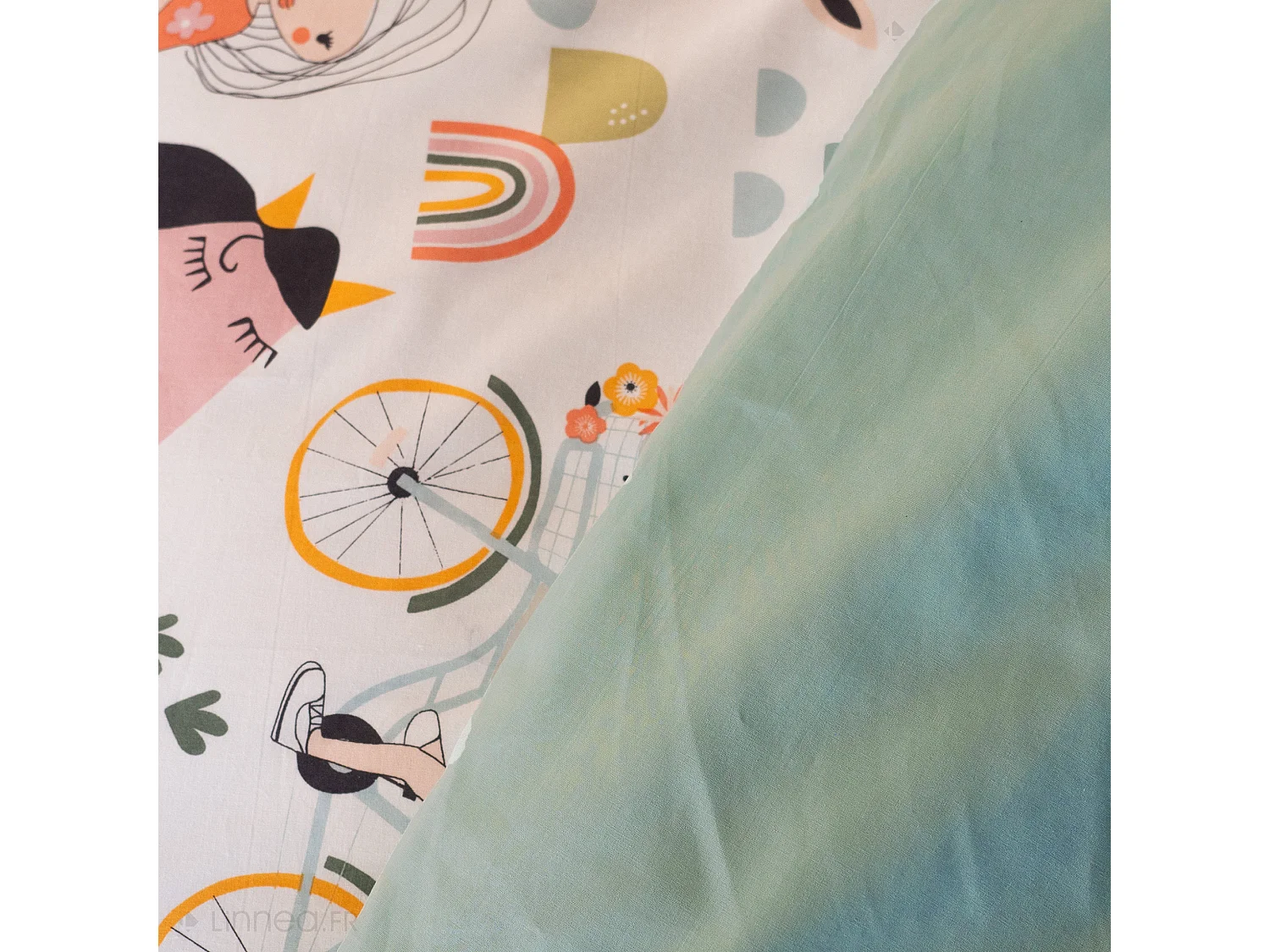 Parure de lit enfant 140x200 cm TESS RANDO coton vert 2 pièces