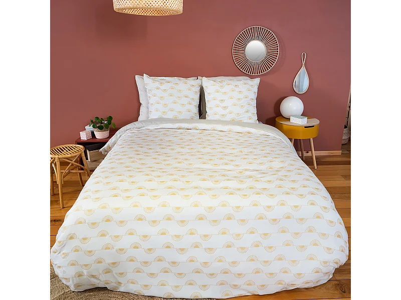 Parure de lit HELIS 140x200 cm 100% polyester microfibre blanc 2 pièces