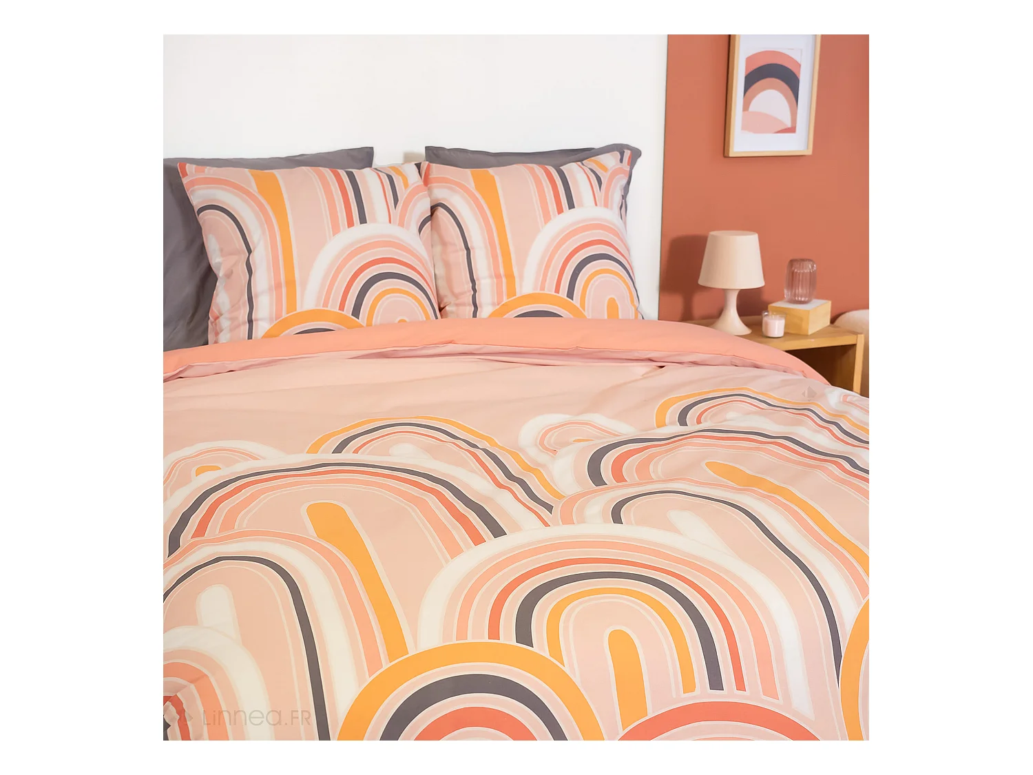 Parure de lit collection LOVE 240x220 cm pur coton rose 3 pièces
