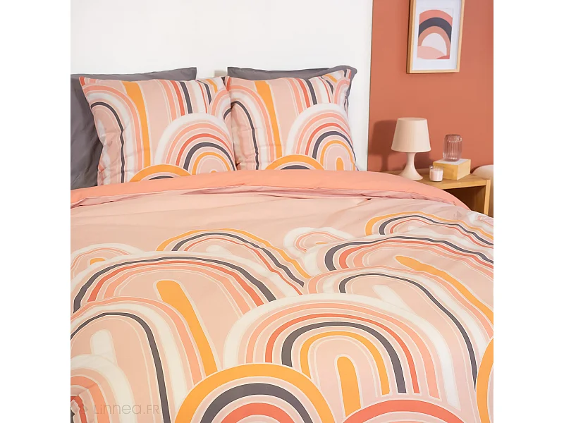 Parure de lit collection LOVE 240x220 cm pur coton rose 3 pièces