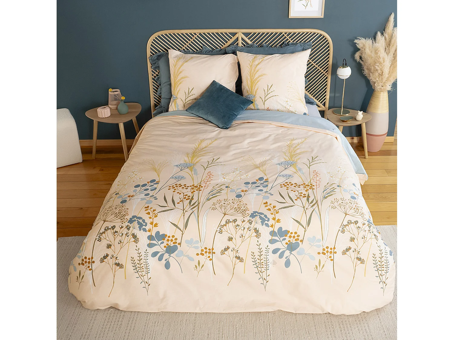 Parure de lit 260x240 cm set 63x63 cm HELIA coton