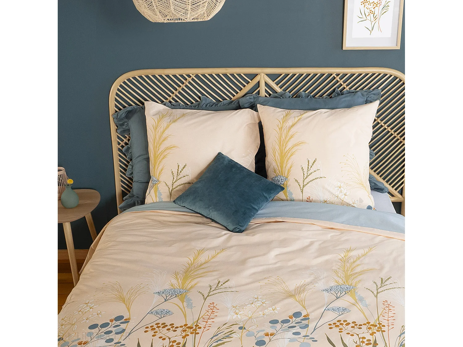 Parure de lit 260x240 cm set 63x63 cm HELIA coton