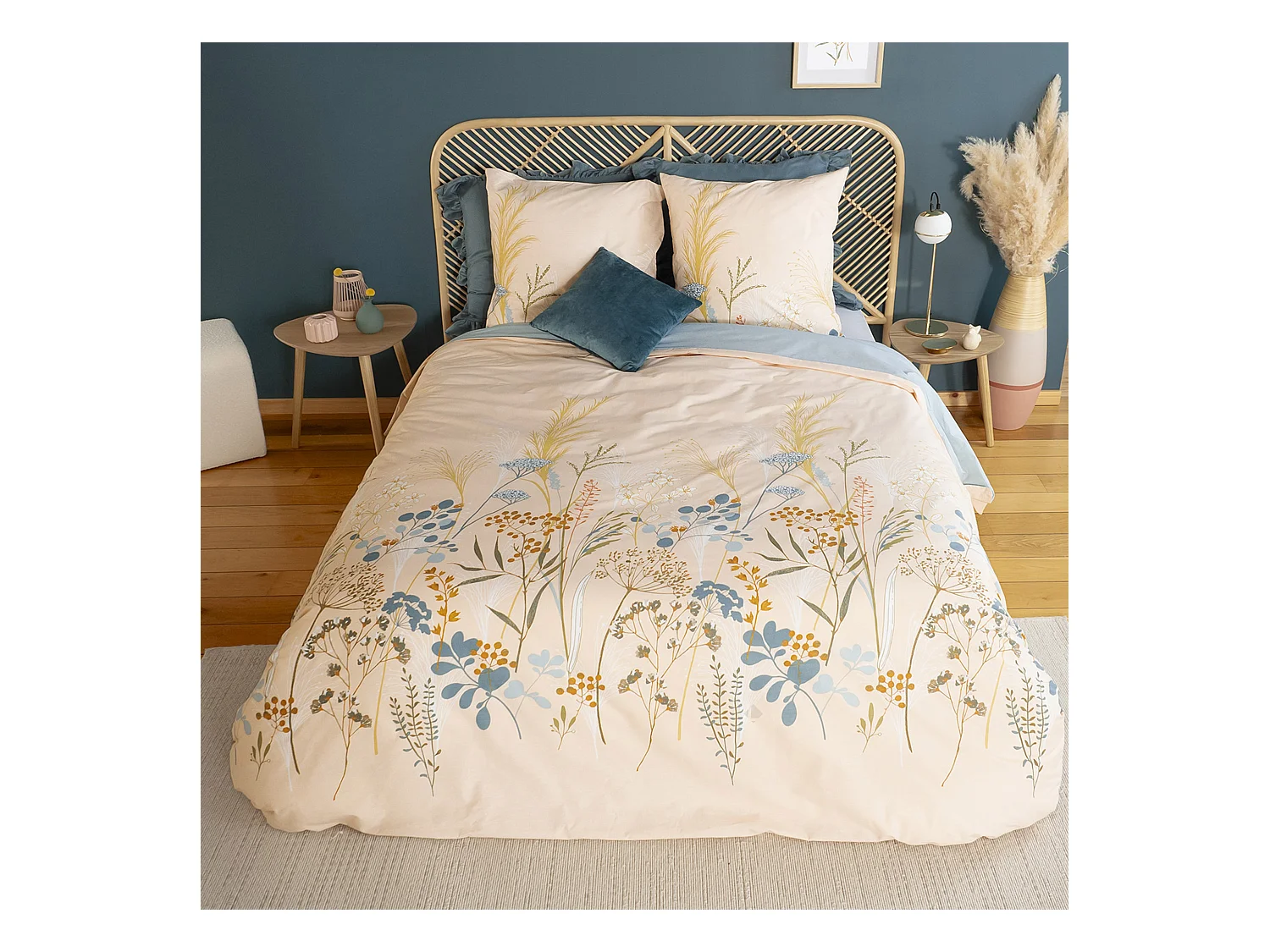 Parure de lit 260x240 cm set 63x63 cm HELIA coton