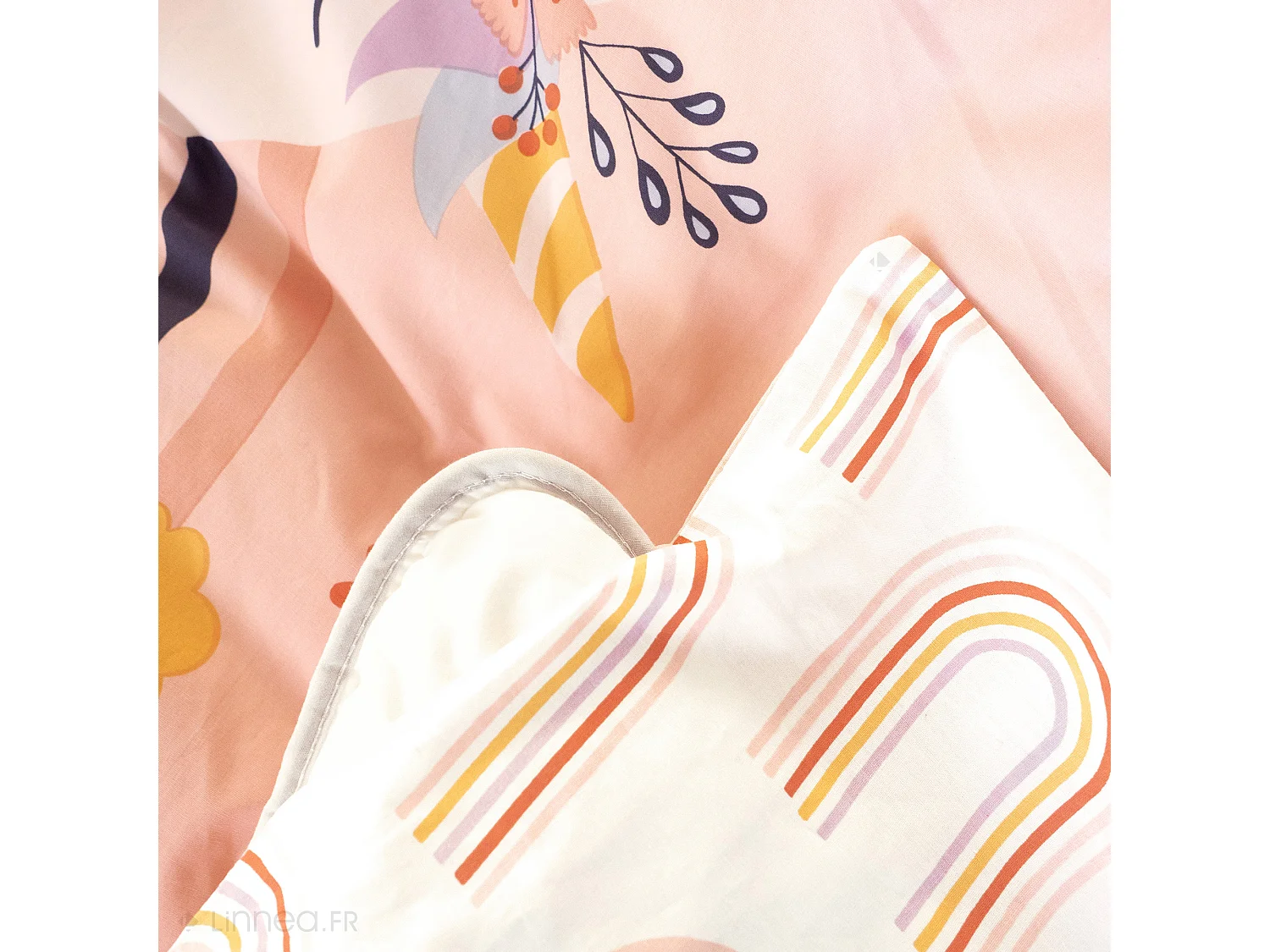 Parure de lit enfant 140x200 cm collection GALAK coton rose 2 pièces