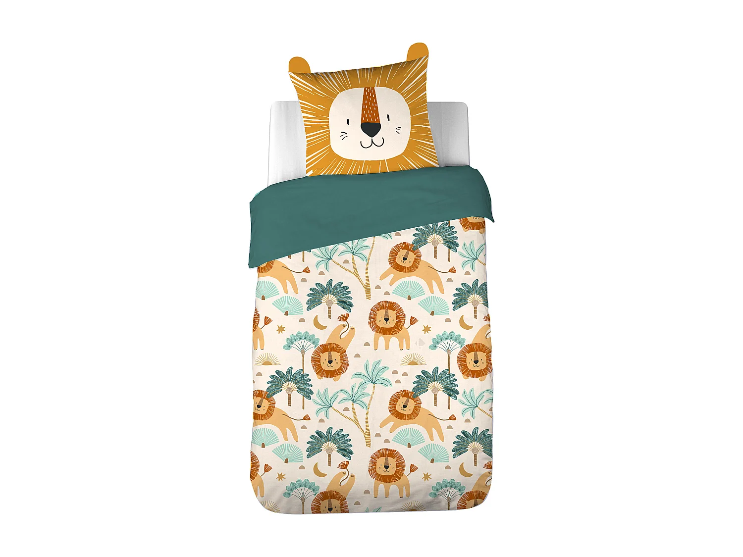 Parure de lit enfant GROU 140x200 cm 100% polyester microfibre orange 2 pièces