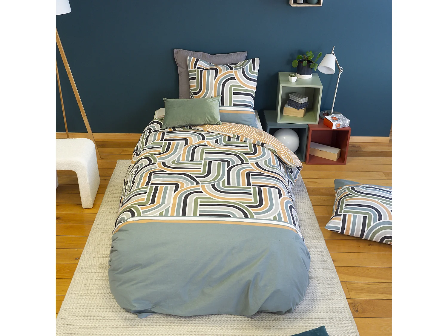 Parure de lit 2 pièces pour lit simple 140x200 cm LOUTE coton