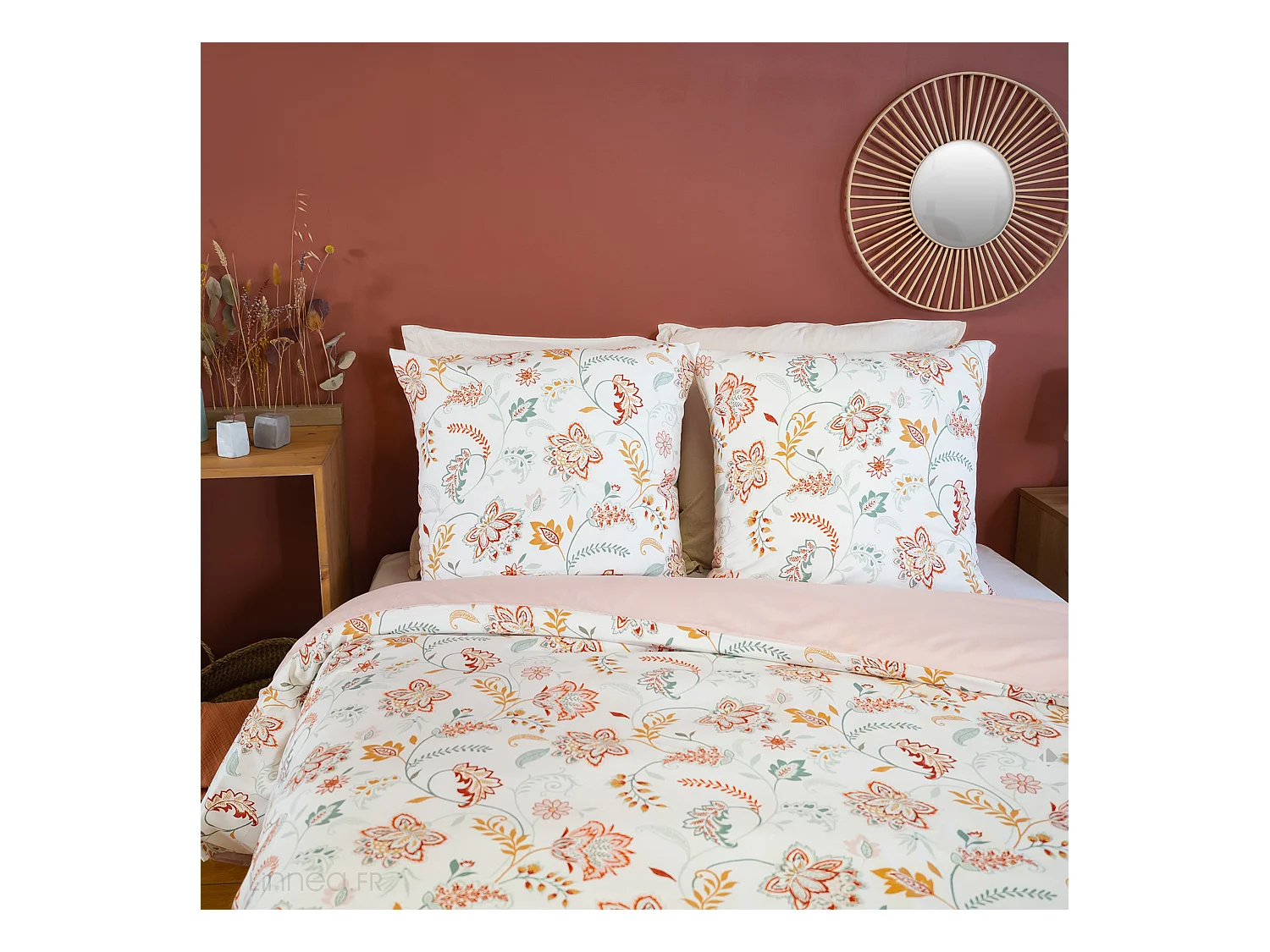 Parure de lit ISPANA 240x220 cm 100% polyester microfibre rose 3 pièces