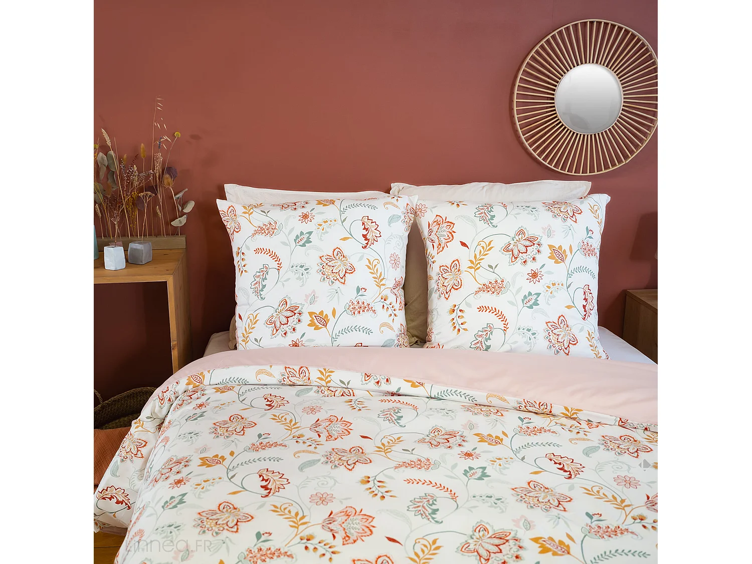 Parure de lit ISPANA 240x220 cm 100% polyester microfibre rose 3 pièces