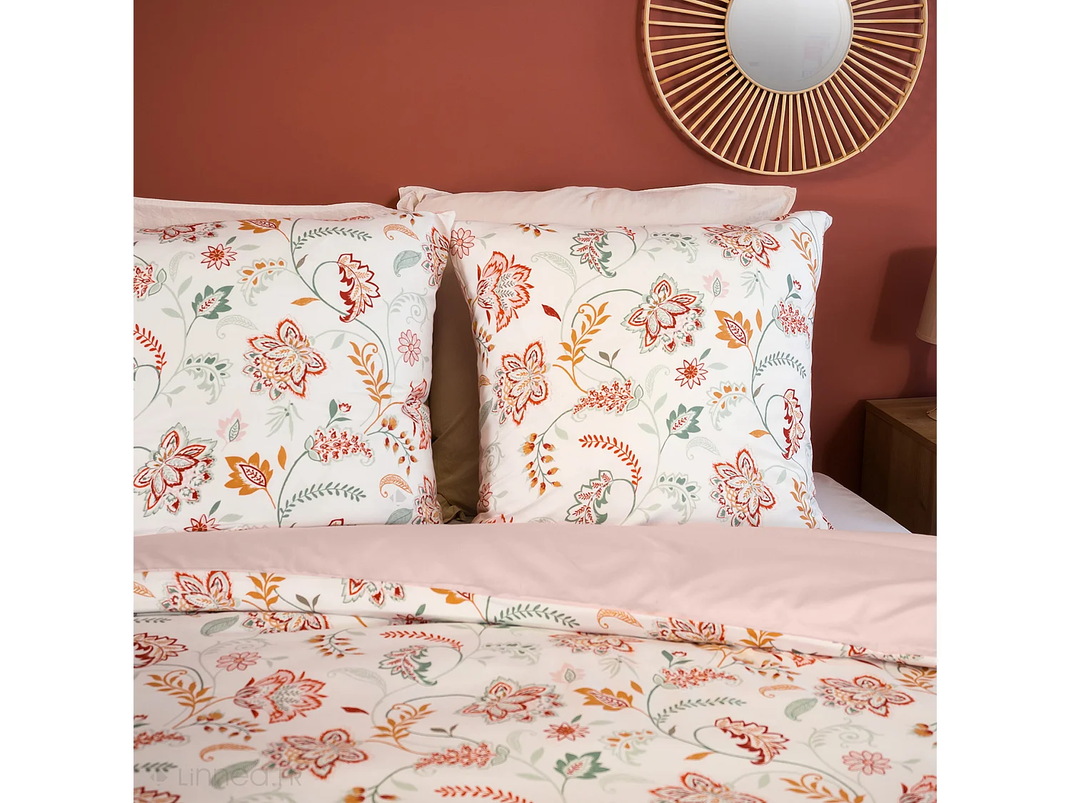 Parure de lit ISPANA 240x220 cm 100% polyester microfibre rose 3 pièces