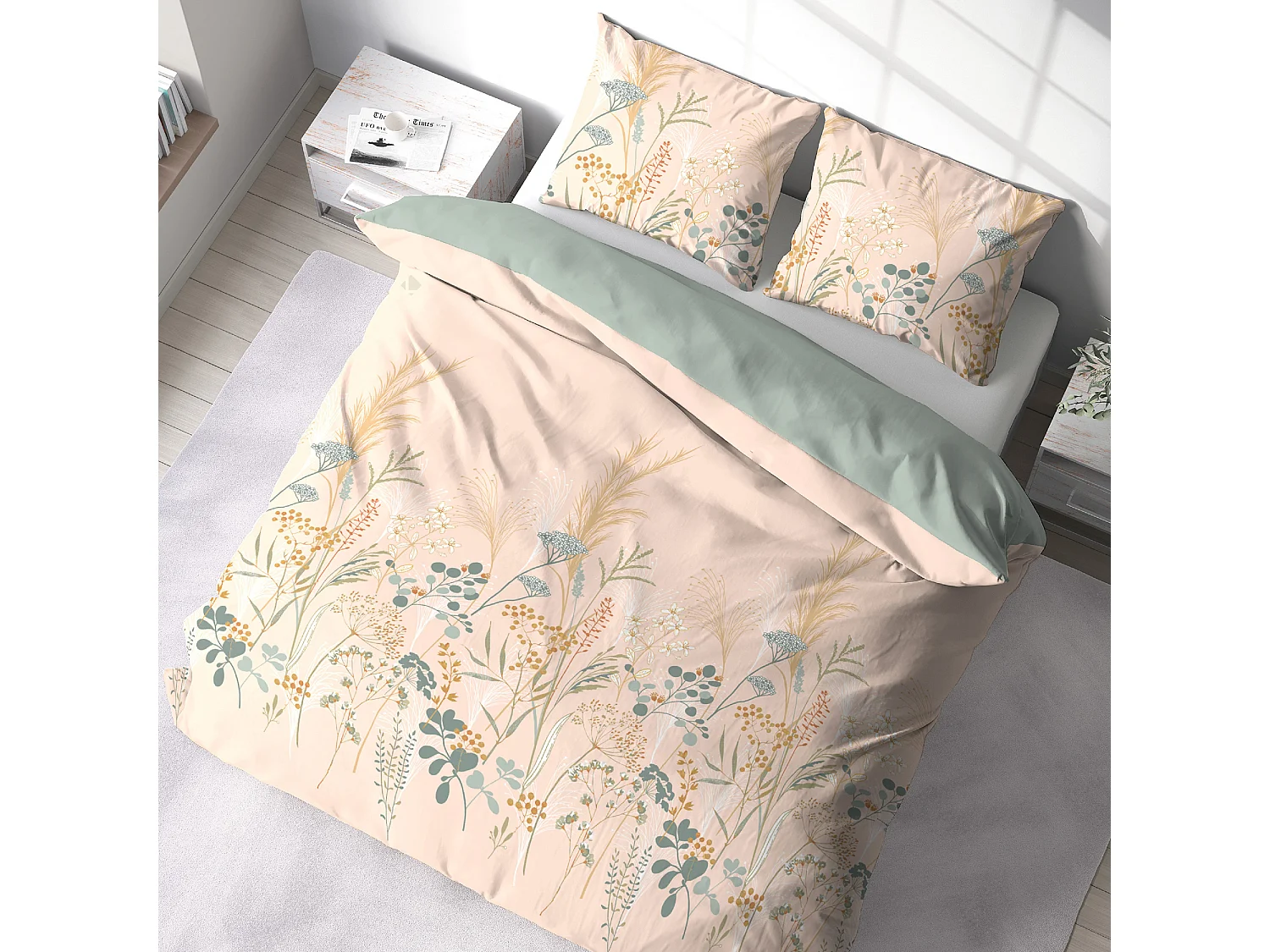 Parure de lit 240x220 cm set 63x63 cm HELIA coton