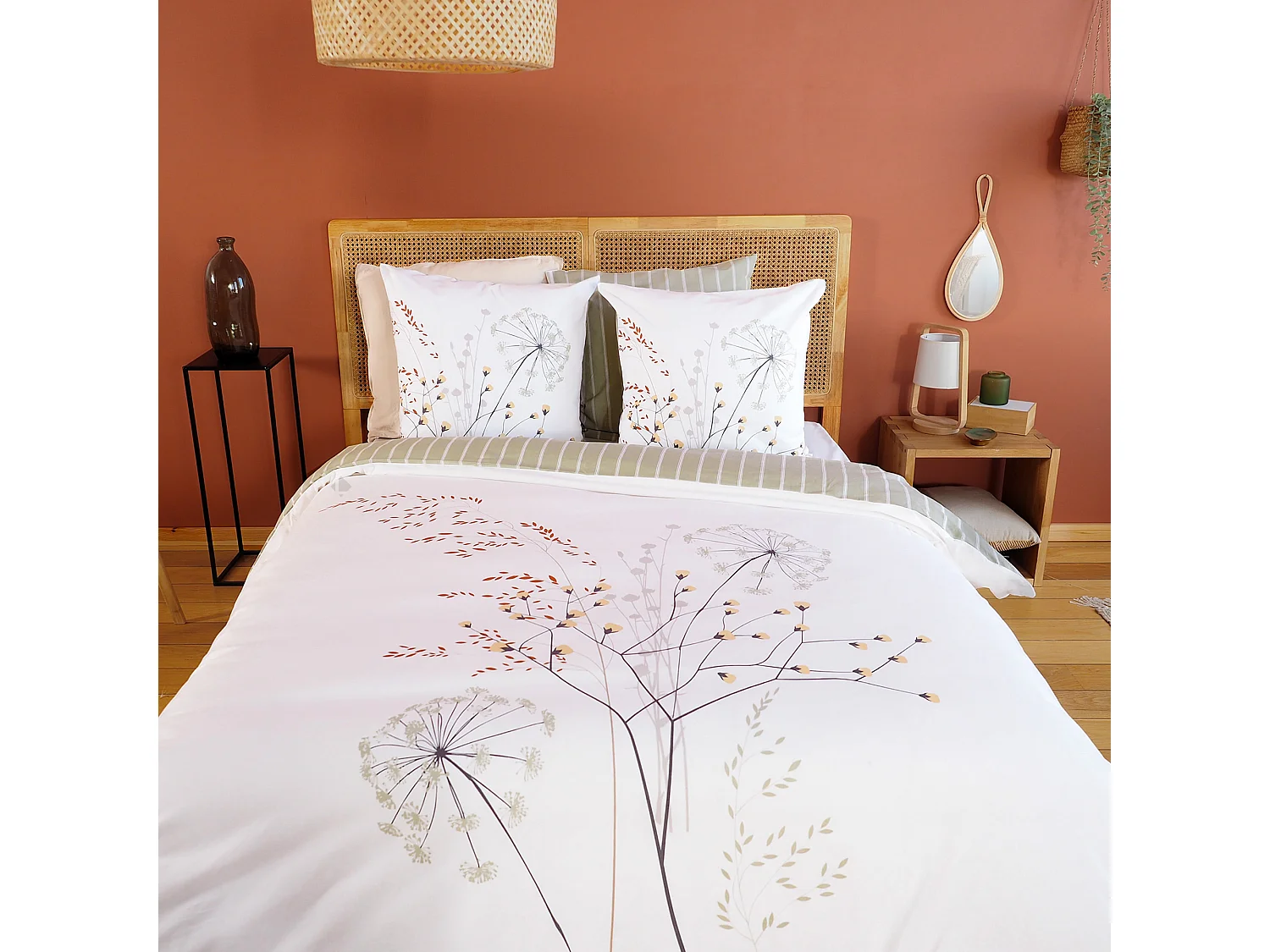 Parure de lit 3 pièces 240X220 cm SOLIFLORE coton