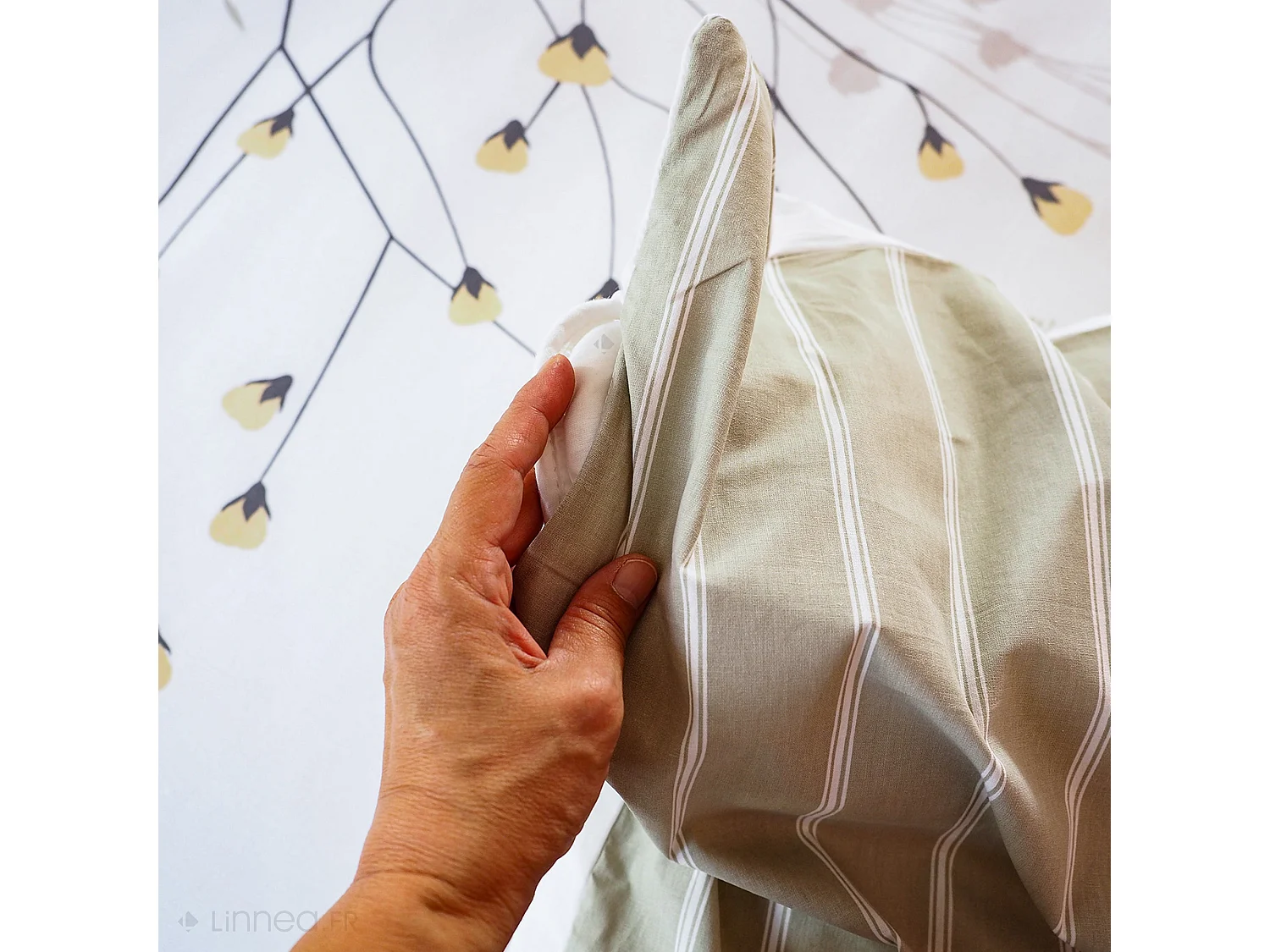 Parure de lit 3 pièces 240X220 cm SOLIFLORE coton