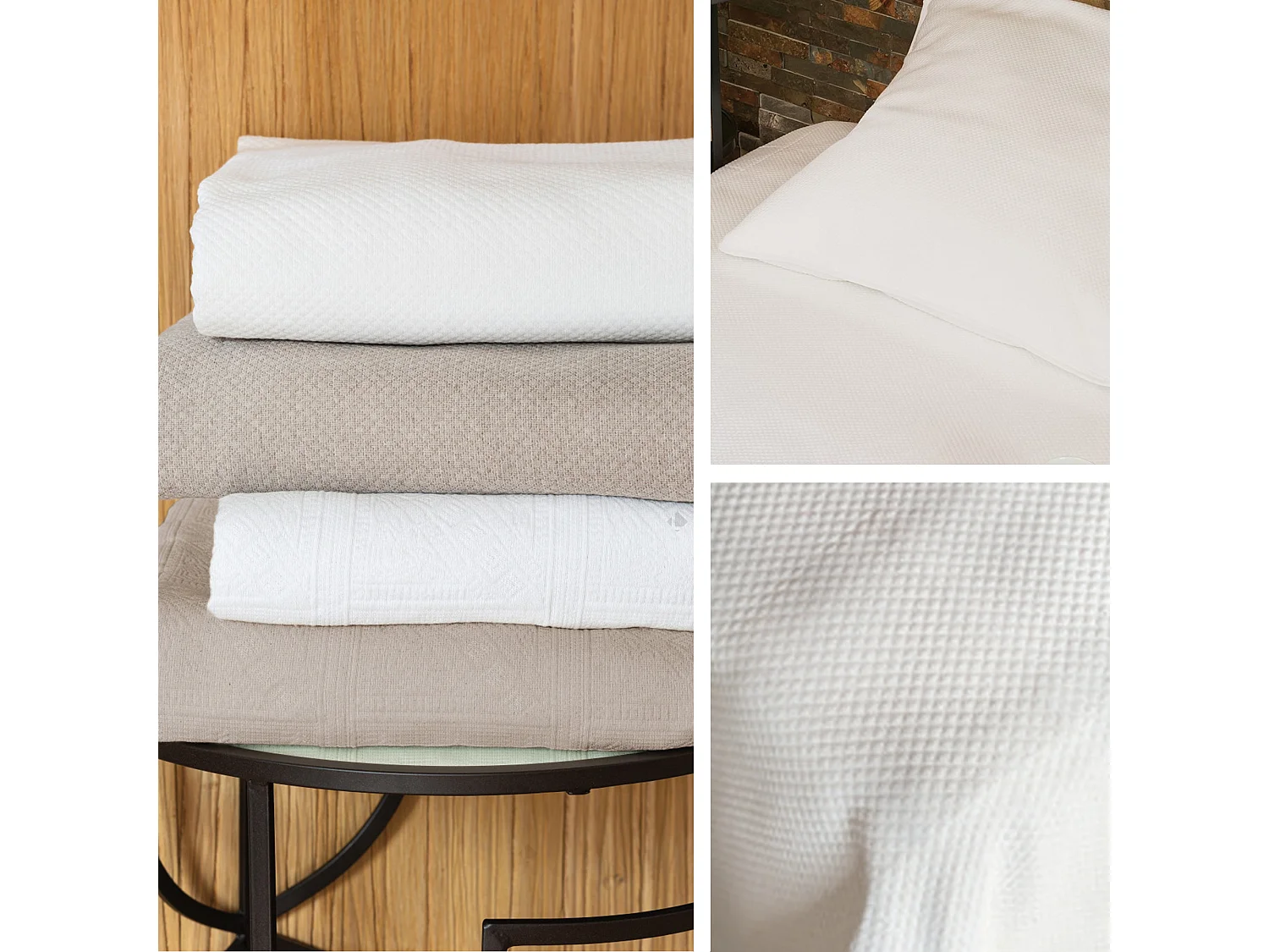 Dessus de lit Jacquard 230x250 cm PERIGORD piqué coton blanc