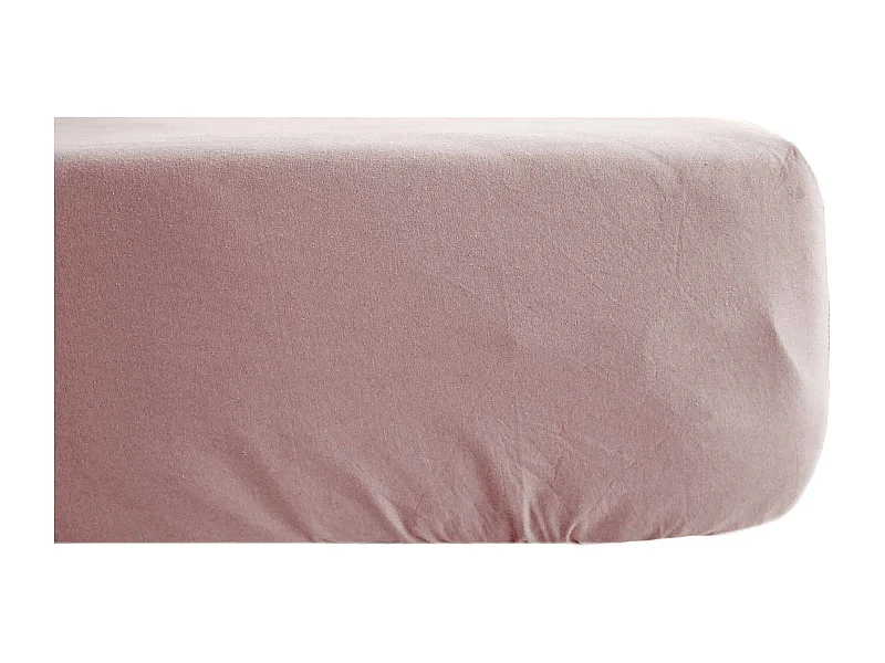 Drap housse PALACE pur coton lavé 180x200 cm bonnet 35 cm uni rose