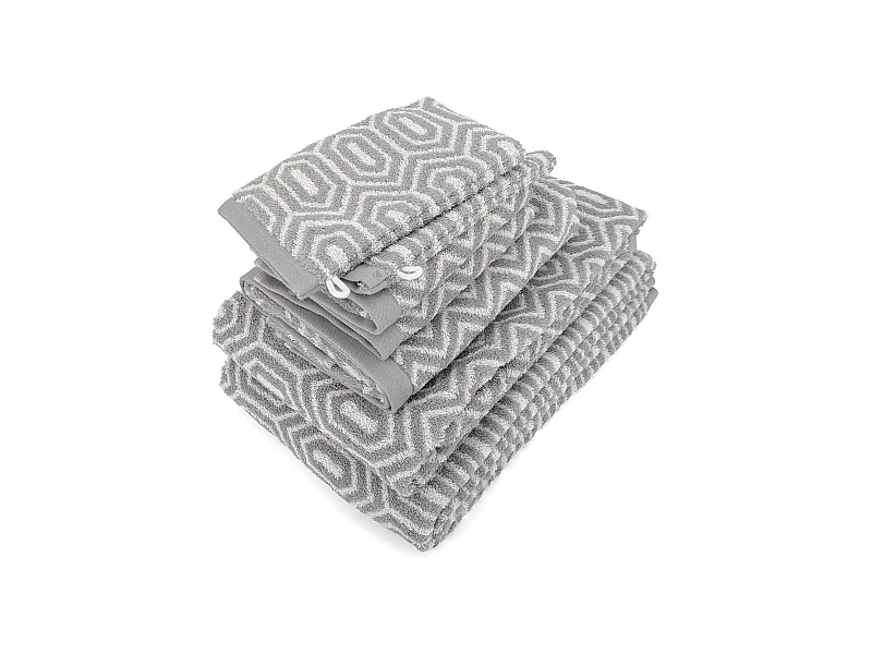 Parure de bain SYMETRIE coton Alvéoles 7 pièces gris