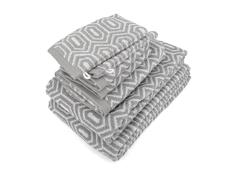Parure de bain SYMETRIE coton Alvéoles 7 pièces gris