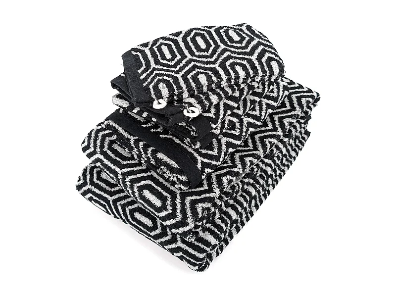 Parure de bain SYMETRIE coton Alvéoles 7 pièces noir