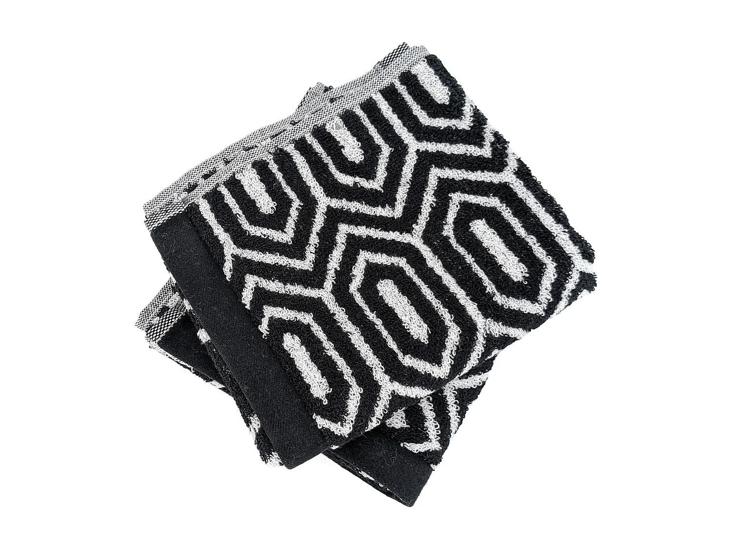 Lot de 2 serviettes invité 33x50 cm SYMETRIE coton Noir Alvéoles